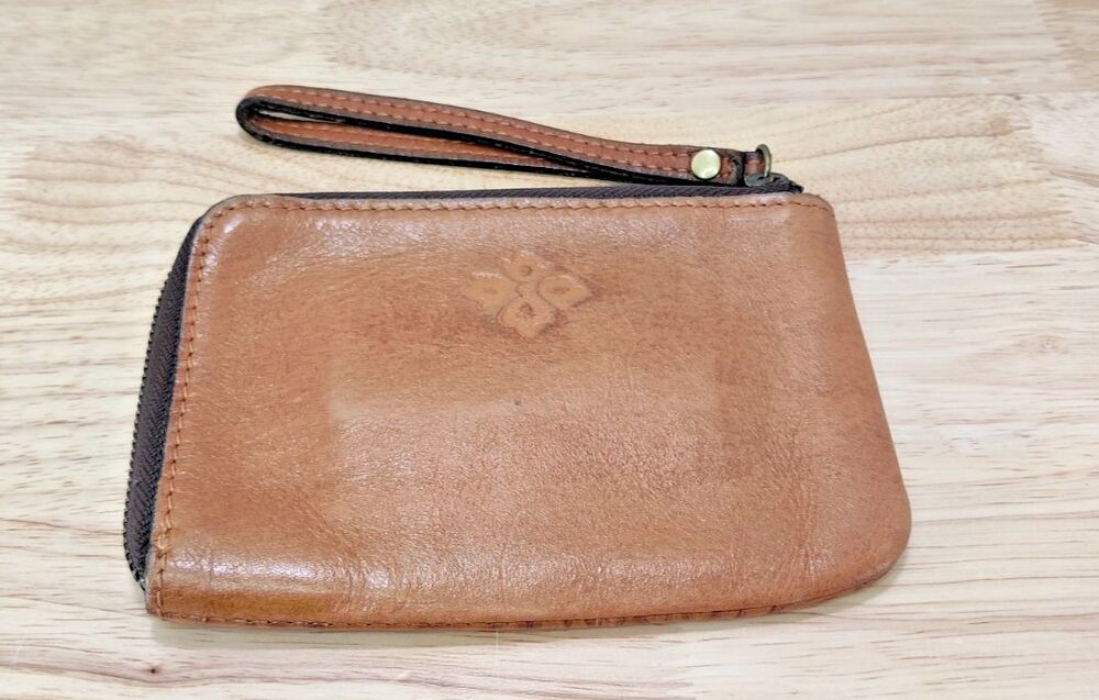 Patricia Nash St. Croce Zip Pouch Wallet Wristlet Tooled Leather Florence Brown - Picture 3 of 11